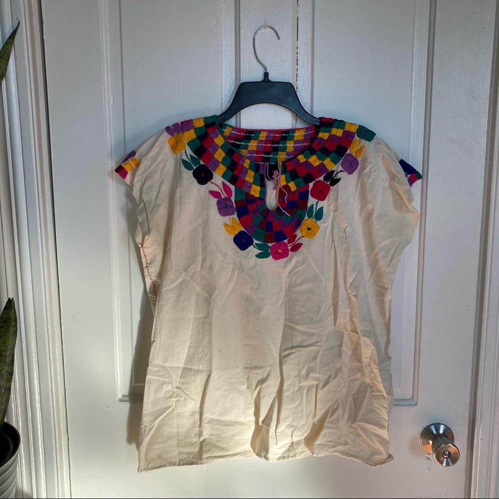 Oaxacan Linen Embroidered Colorful Shirt